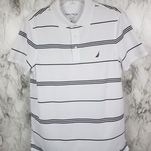 Nautica Shirts | Nautica Mens Med Black White Striped Polo Shirt | Poshmark